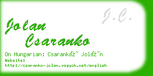 jolan csaranko business card